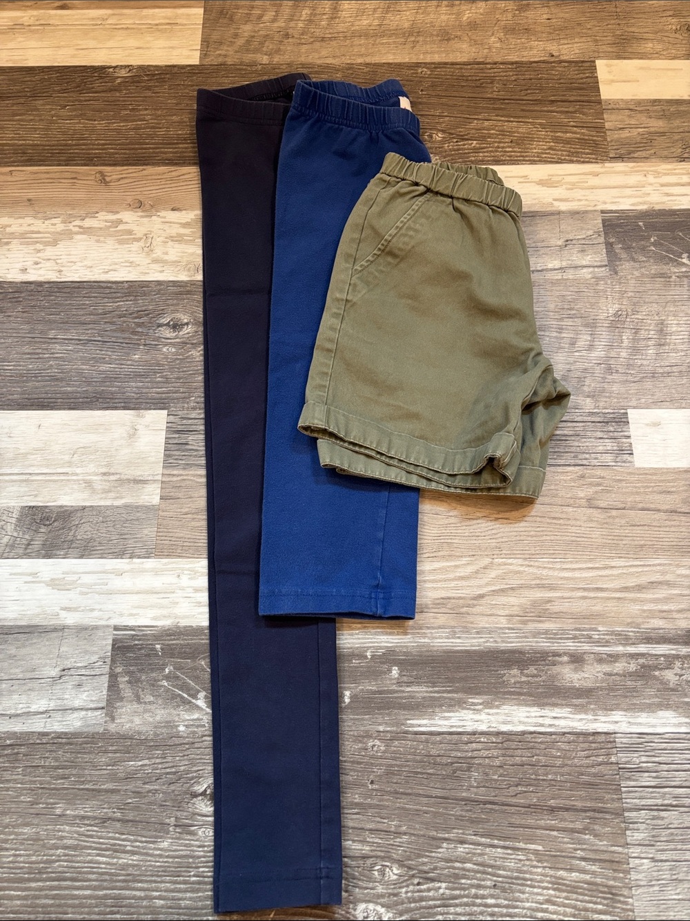 Hanna Andersson Navy, Royal Blue & Olive Green Kids Leggings & Shorts Set